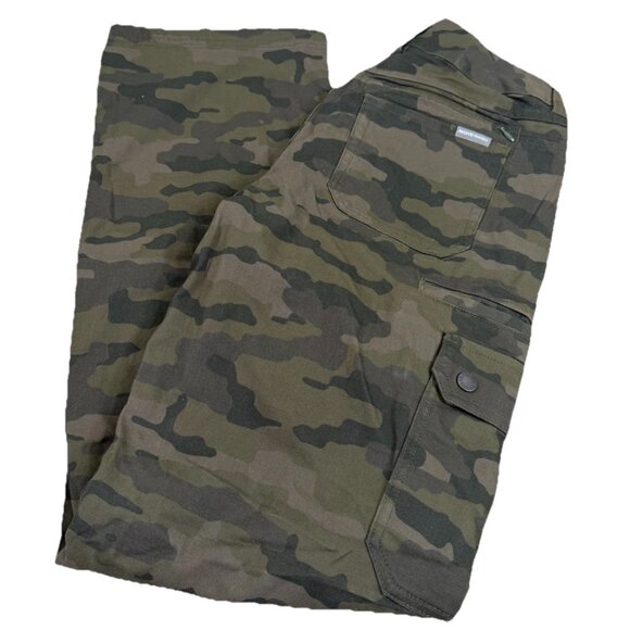 Duluth 6 Curvesetter (Actual 28x32) Brown/Green Camo Cargo Jeans 1% Stretch EUC - Picture 1 of 12